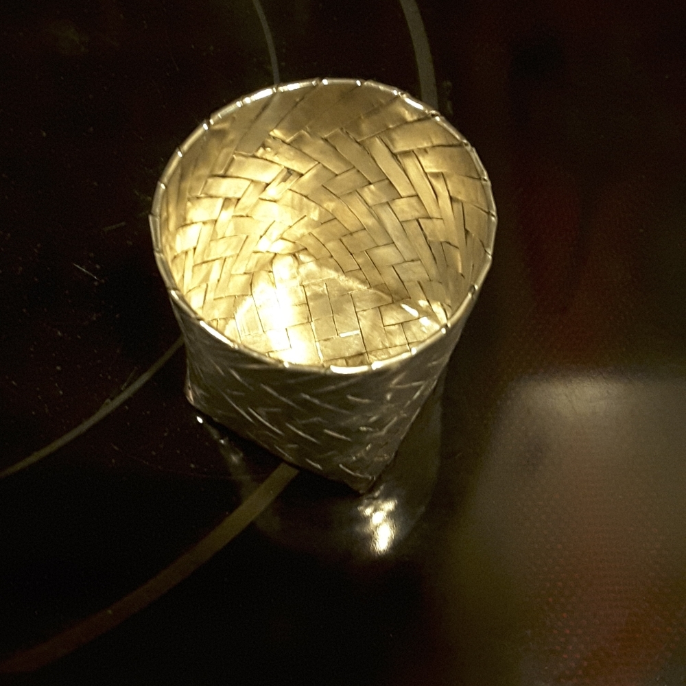 Vintage Mexican Sterling Silver Woven Mini-Basket